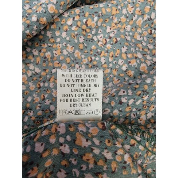 Arula Babydoll Top Sz C 3X Square Neck Green Floral Short Sleeve Ruffle Bohemian - Picture 10 of 10